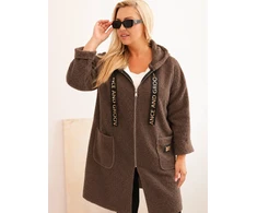 Moteriška Plus Size striukė su gobtuvu ir kišenėmis, slyvų spalvos