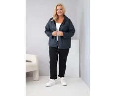 Moteriška Plus Size striukė su gobtuvu ir reguliuojama apačia, tamsiai mėlyna