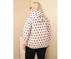 Moteriška Plus Size striukė su gobtuvu ir taškuotu raštu, smėlio spalvos