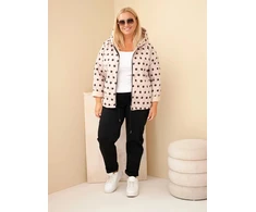 Moteriška Plus Size striukė su gobtuvu ir taškuotu raštu, smėlio spalvos