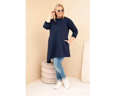 Moteriška Plus Size suknelė iš viskozės, tamsiai mėlyna