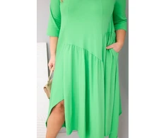 Moteriška Plus Size suknelė su asimetrišku apačios kraštu, šviesiai žalios spalvos