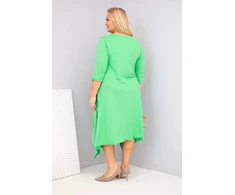 Moteriška Plus Size suknelė su asimetrišku apačios kraštu, šviesiai žalios spalvos