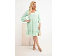 Moteriška Plus Size suknelė su ažūrine detale, tamsios mėtų spalvos
