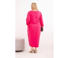 Moteriška Plus Size suknelė su ilgomis rankovėmis, fuksijos spalvos