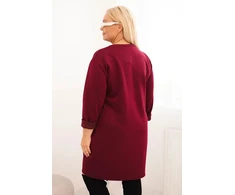 Moteriška Plus Size suknelė su kišene ir 3/4 rankovėmis, slyvų spalvos