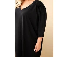 Moteriška Plus Size suknelė su kišenėmis, juoda
