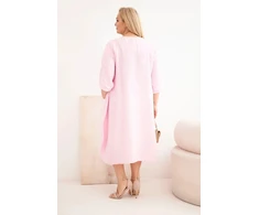 Moteriška Plus Size suknelė su kišenėmis, šviesiai rožinė