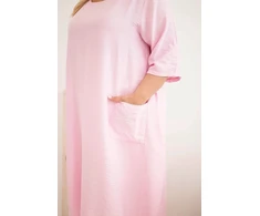 Moteriška Plus Size suknelė su kišenėmis, šviesiai rožinė