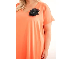 Moteriška Plus Size suknelė su sage, koralinė