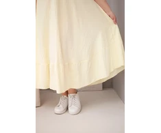 Moteriška Plus Size suknelė su trumpomis rankovėmis ir raukinuku, geltonos spalvos