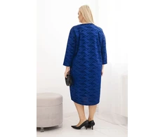 Moteriška Plus Size suknelė su V formos iškirpte, mėlynos spalvos