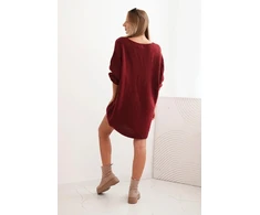 Moteriška Plus Size suknelė su V formos iškirpte, bordo spalvos