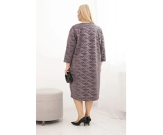 Moteriška Plus Size suknelė su V formos iškirpte, kapučino spalvos