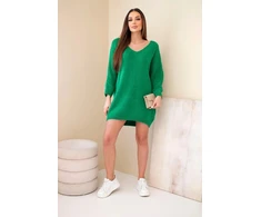 Moteriška Plus Size suknelė su V formos iškirpte, žalia