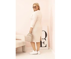 Moteriška Plus Size suknelė su V formos iškirpte, smėlio spalvos