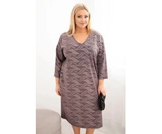 Moteriška Plus Size suknelė su V formos iškirpte, kapučino spalvos