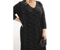 Moteriška Plus Size suknelė su V iškirpte, juodos spalvos