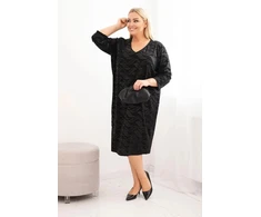 Moteriška Plus Size suknelė su V iškirpte, juodos spalvos