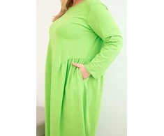 Moteriška Plus Size suknelė, šviesiai žalios spalvos