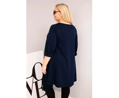 Moteriška Plus Size tamsiai mėlyna asimetrinio kirpimo tunika