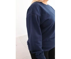 Moteriška Plus Size tamsiai mėlyna džemperio tipo palaidinė su apvalia iškirpte