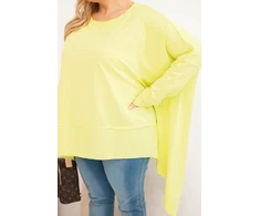 Moteriška Plus Size tunika su asimetriška apačia, šviesiai pistacijų spalvos