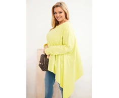 Moteriška Plus Size tunika su asimetriška apačia, šviesiai pistacijų spalvos