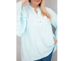 Moteriška Plus Size viskozės palaidinė su raukiniais rankovėmis ir V formos iškirpte, mėtų spalvos