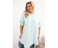 Moteriška Plus Size viskozinė palaidinė su ilgesne nugarine dalimi, mėtų spalvos