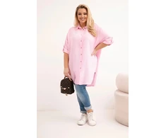 Moteriška Plus Size viskozinė palaidinė su ilgesne nugara, rožinės spalvos