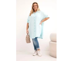 Moteriška Plus Size viskozinė palaidinė su ilgesne nugarine dalimi, mėtų spalvos