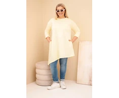 Moteriška Plus Size viskozinė suknelė geltonos spalvos