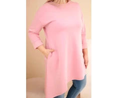 Moteriška Plus Size viskozinė suknelė, pudrinės rožinės spalvos