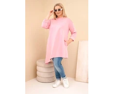 Moteriška Plus Size viskozinė suknelė, pudrinės rožinės spalvos