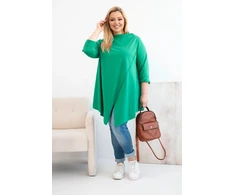 Moteriška Plus Size žalia palaidinė asimetriniu kirpimu