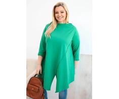 Moteriška Plus Size žalia palaidinė asimetriniu kirpimu