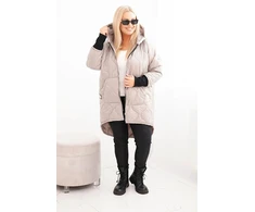 Moteriška Plus Size žieminė striukė su gobtuvu, tamsiai smėlio spalvos