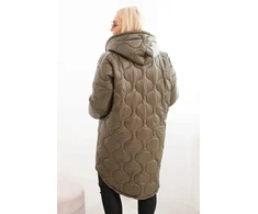 Moteriška Plus Size žieminė striukė su gobtuvu, chaki spalvos