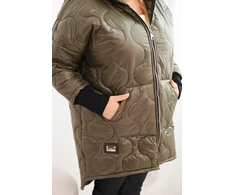 Moteriška Plus Size žieminė striukė su gobtuvu, chaki spalvos