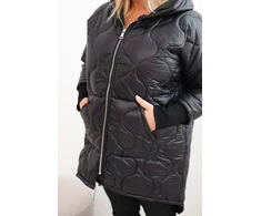 Moteriška Plus Size žieminė striukė su gobtuvu, juodos spalvos