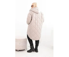 Moteriška Plus Size žieminė striukė su gobtuvu, tamsiai smėlio spalvos