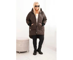 Moteriška Plus Size žieminė striukė su gobtuvu, ruda