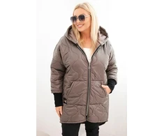 Moteriška Plus Size žieminė striukė su gobtuvu, kapučino spalvos