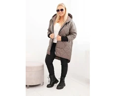 Moteriška Plus Size žieminė striukė su gobtuvu, kapučino spalvos
