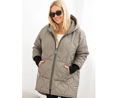 Moteriška Plus Size žieminė striukė su gobtuvu, smėlio spalvos