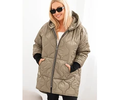 Moteriška Plus Size žieminė striukė su gobtuvu, kapučino spalvos