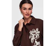 Moteriška tamsiai ruda palaidinė ilgomis rankovėmis