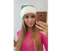 Moteriška žieminė kepurė Iris, baltos ir turkio spalvos