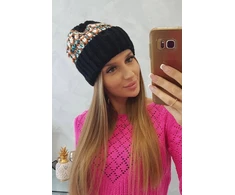 Moteriška žieminė kepurė Iris, juodos ir mėtų spalvos